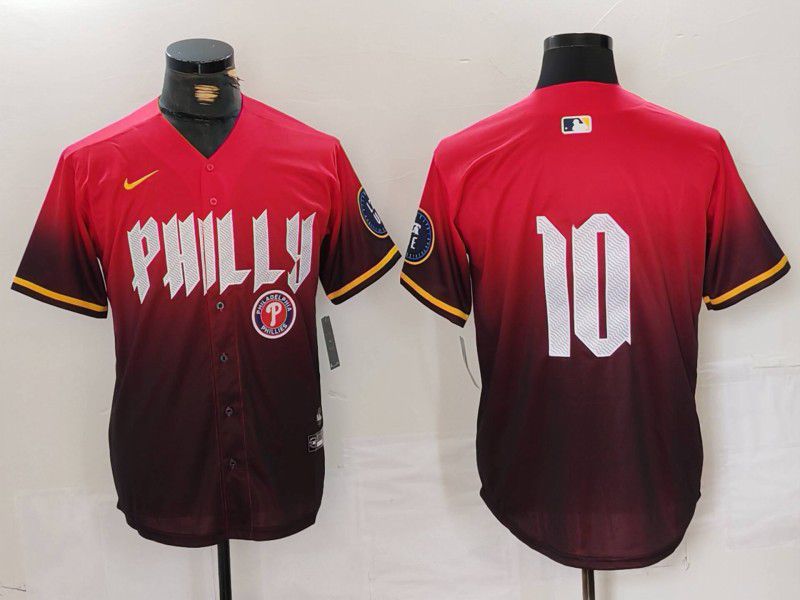 Men Philadelphia Phillies 10 No name Red City Edition 2024 Nike MLB Jersey style 7